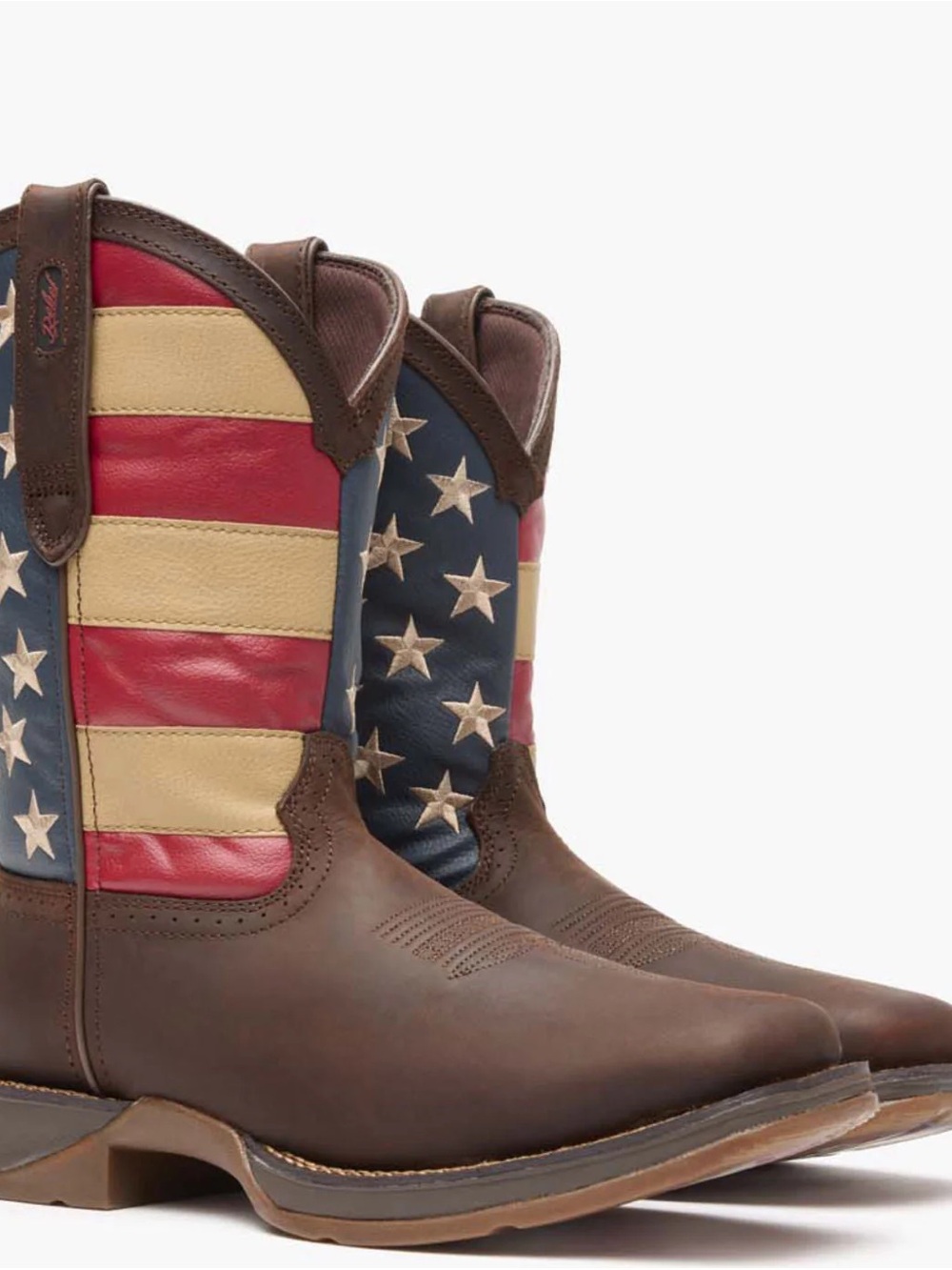 Durango Rebel American Flag Western Work Boots Men’s 10EE Brown Leather DB5554 - Picture 12 of 14